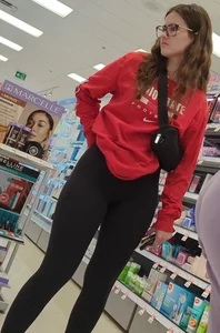 Nerdy brunette babe with friend in the beauty section