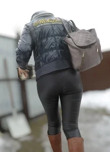 Hot ass in tight leather pants, creepshots at the supermarket and on the street