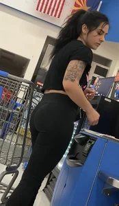 Walmart sexy brunette in leggings with a nice ass