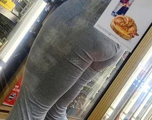 Meaty juicy ebony in grey outfit
