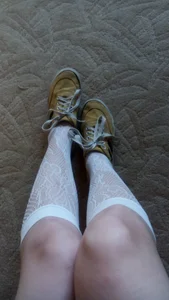 Legs in Lacey Knee-Socks, Young Girl's Home Selfies