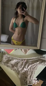 Hot skinny girl's mirror selfie in underwear