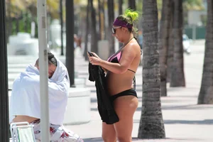 Big collection of various sexy girls on a beach in bikinis
