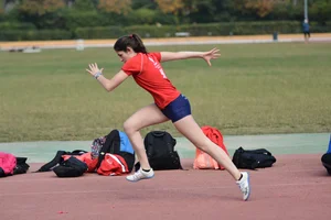 Candid track and field girls