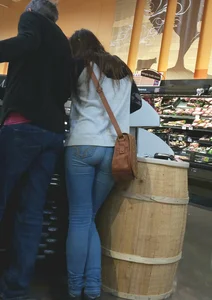 Sexy Tender Booty and Long Legs in Blue Jeans Store Creepshot