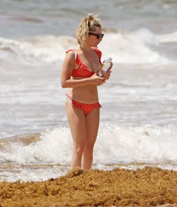 Ashley Tisdale in red bikini at a beach in Mexico