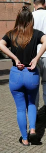 Girl in tight jeans with nice tight looking ass