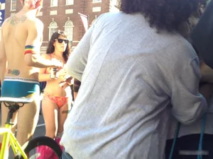 Promo girl in a sexy little outfit