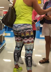 Milf shopping at Target in patterned leggings