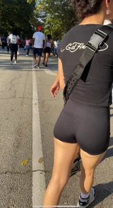 Slim bubble in tight black shorts