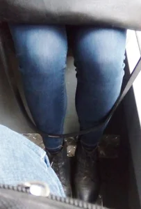 Legs in Tight Jeans Public Bus Closeup Creepshot