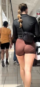 Super tight round ass EATING UP spandex shorts
