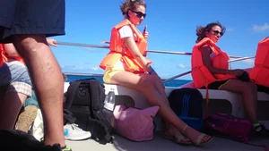 Milf in yellow shorts with vpl and a wedgie