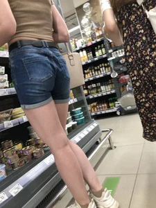 Gorgeous Girl in Denim Shorts With Perfectly Hot Legs And Butt Supermarket Creepshots Collection