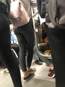 Sexy Booty in Striped Pants Subway Train Creepshot