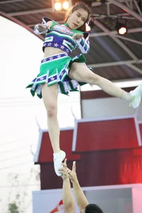 Bunch of athletic Thai cheerleaders at a competition