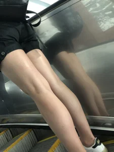 Hot Legs in Black Shorts Subway Closeup Creepshots Collection