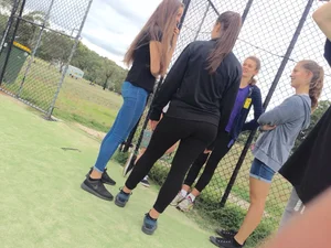 Group of girls in tight pants