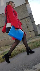 Nice Legs in Black Pantyhose on High Heels on the Street Creepshot