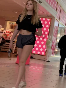 Incredible blonde beauty at mall