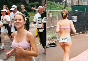 Candid track girls and runner