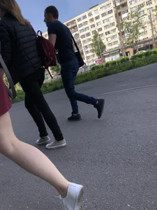 Awesome pale legs and booty in a skirt