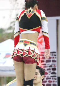 Bunch of athletic Thai cheerleaders at a competition