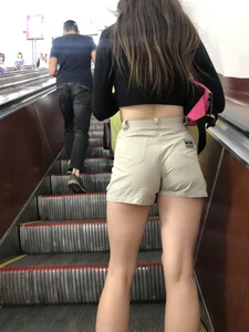 Cute Teen in Shorts, a Top and Sneakers Subway Huge Creepshots Collection