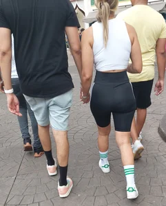 Theme Park Babes in spandex and denim shorts