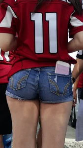 Jean short shorts at football game