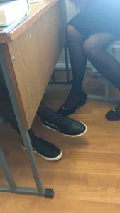 Legs of college girls wearing black pantyhose video