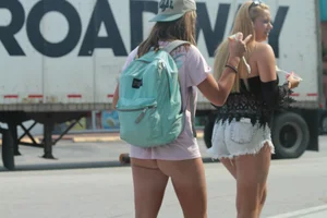 Sexy Florida beach bikini girls, some topless