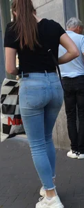 Milf with a very sexy ass in tight blue jeans, a great collection of creepshots