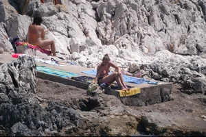 Nude girls on a beach in Hvar, Croatia