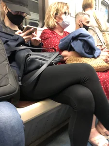 Candid Girl in Leggings Subway Creepshots Series - Booty and Crotch Closeups