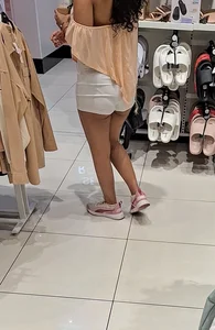 Brunette in white shorts, VPL + cheeks out [oc]