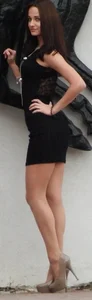 Girl in a Short Dress With Gorgeous Long Legs Street Photos