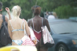 Bikini babes at Deerfield Beach in Florida