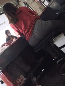 Cashier girl sitting