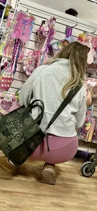 Blonde lady in pink leggings VPL‼️