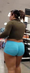 Huge ass in blue biker shorts