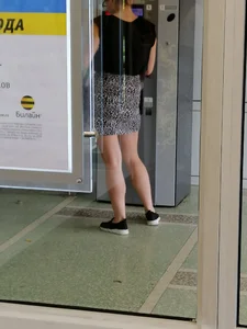 Girl in a Skirt Using a Food Vending Machine Creepshot