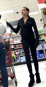 Pretty face in legging bendover at target