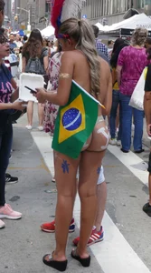 Painted NYC girls in thongs with amazing bodies