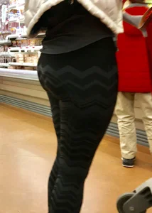 Target blonde milf shopping in patterned leggings with a nice booty