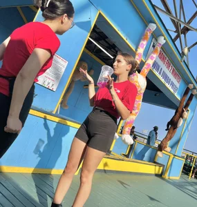 Slim college brunette working at a fair (oc)