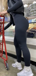 Blonde Doll SQUATS down for me in BLACK SPANDEX