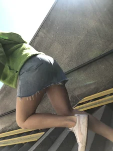 Milf in Fringed Shorts Walking Striding Up the Stairs - Sexy Legs Creepshots Gallery
