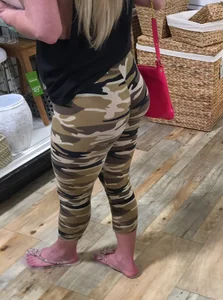 Hot Blonde in Camo Yoga Pants at the Store Closeup Creepshots
