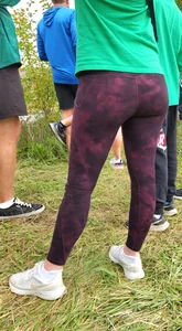 Thin Milf in purple yogas (hint of VPL)
